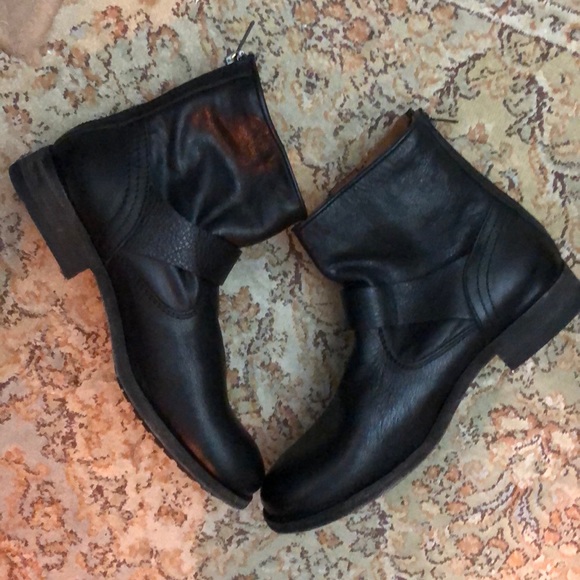 FRYE size 6.5 Tyler Engineer Moto Black Leather Boot Motorcycle Buckle $178 NEW - Picture 13 of 16